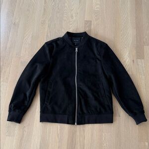 Porter & Ash Faux Suede Men's Black Bomber Jacket Large